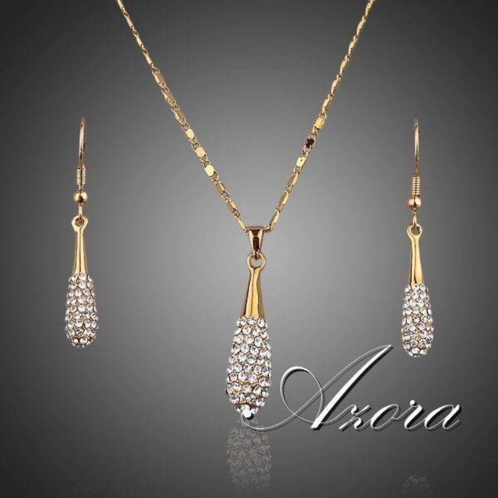 Austrian Crystal Drop Earring and Pendant Set